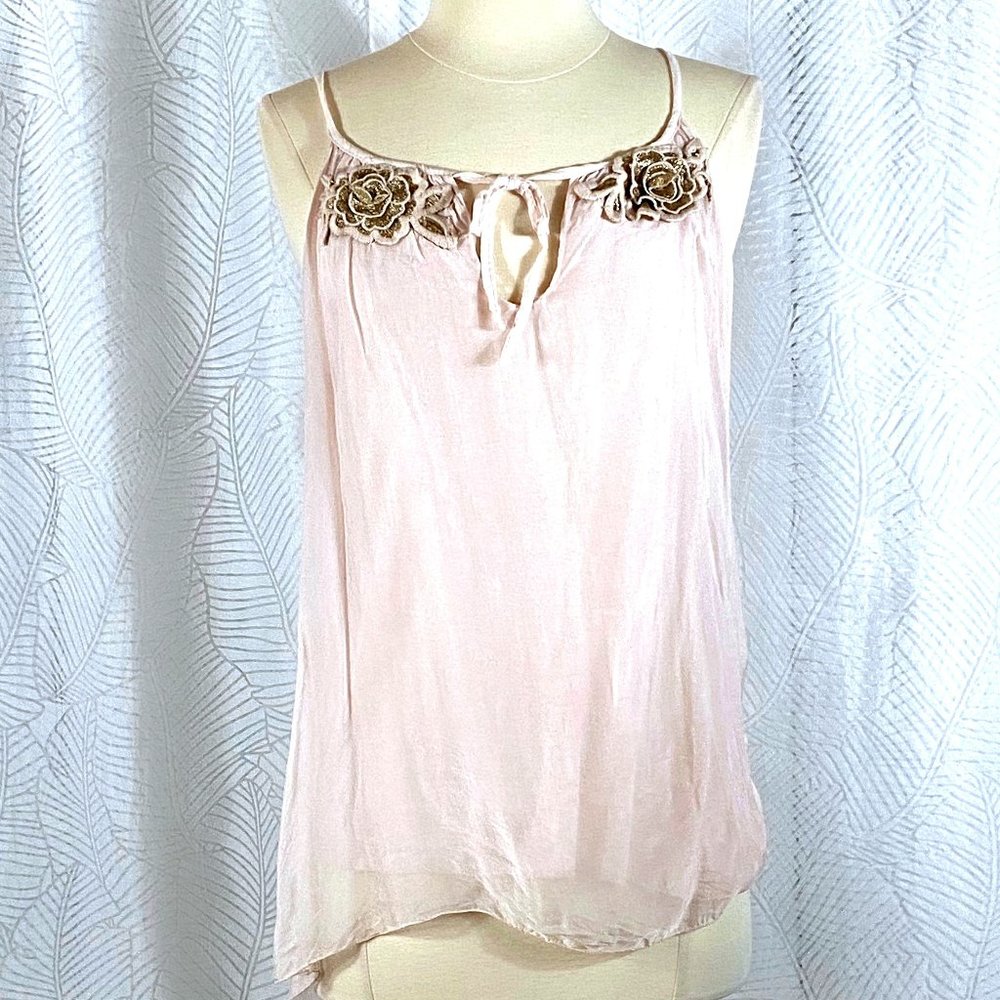 Pink Silk High Low Top
